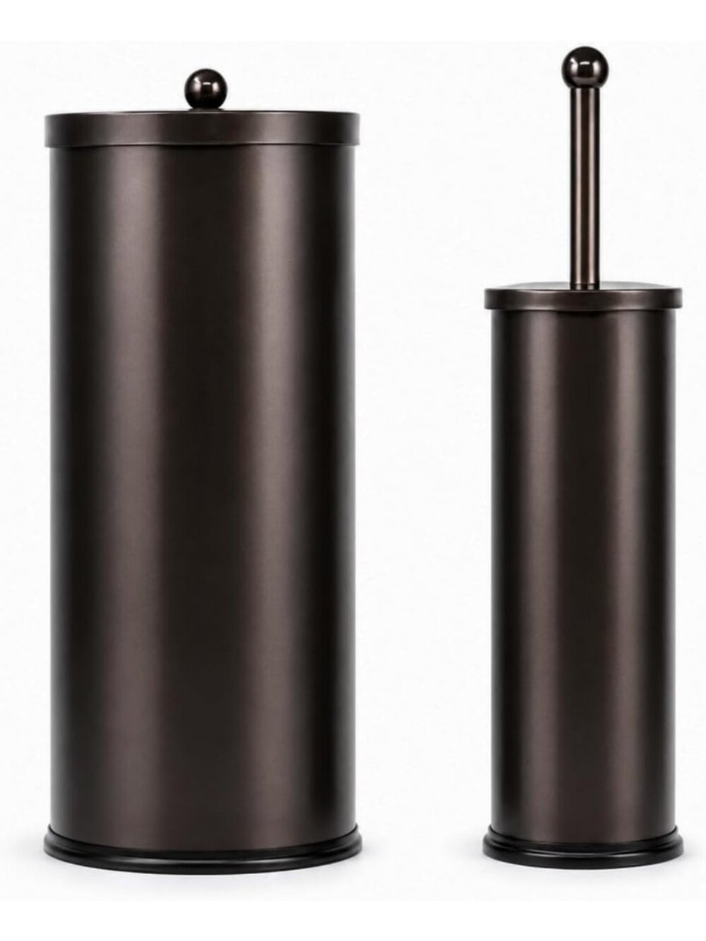 Stylish Stainless Steel Toilet Paper Canister & Brush Holder Set - Bronze Finish